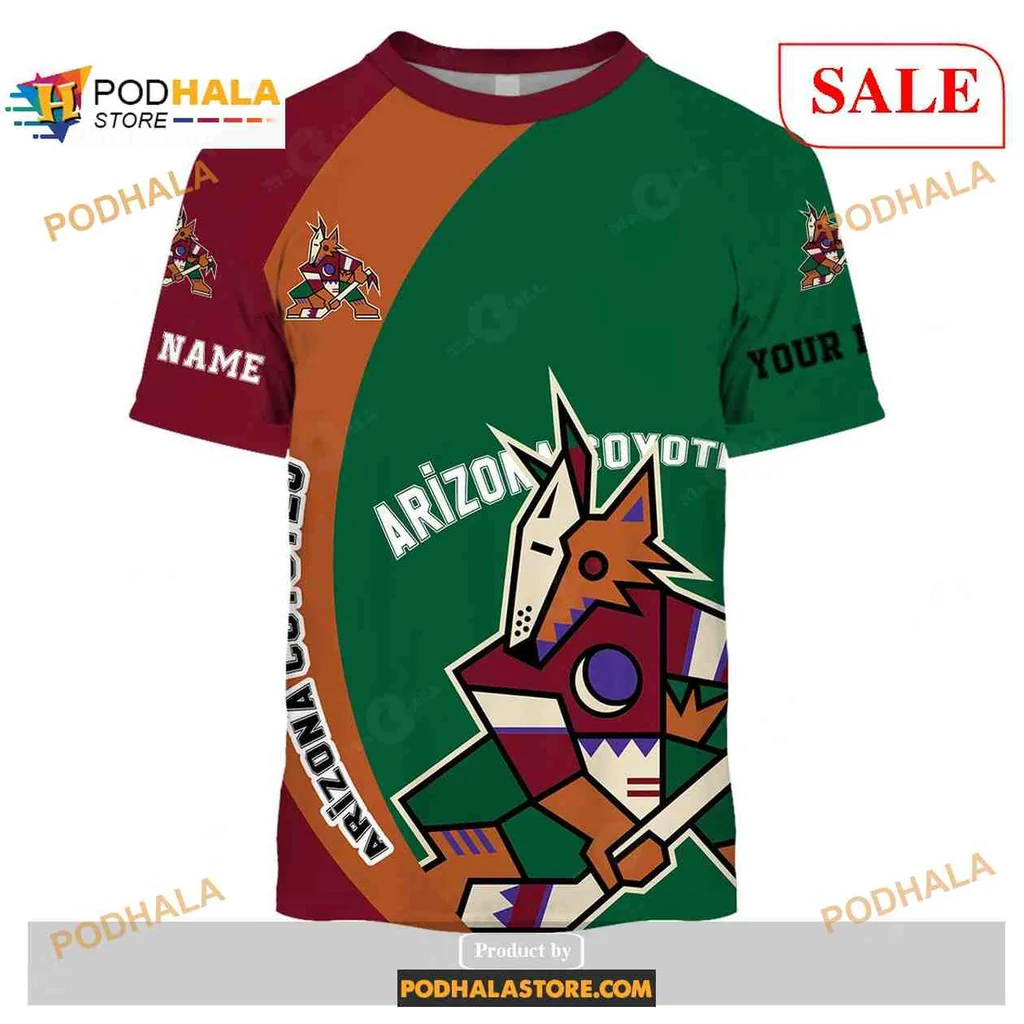 Playful Arizona Coyotes All Over Print Hoodie With Cartoon Coyote Design Playful Arizona Coyotes All Over Print Hoodie With Cartoon Coyote Design