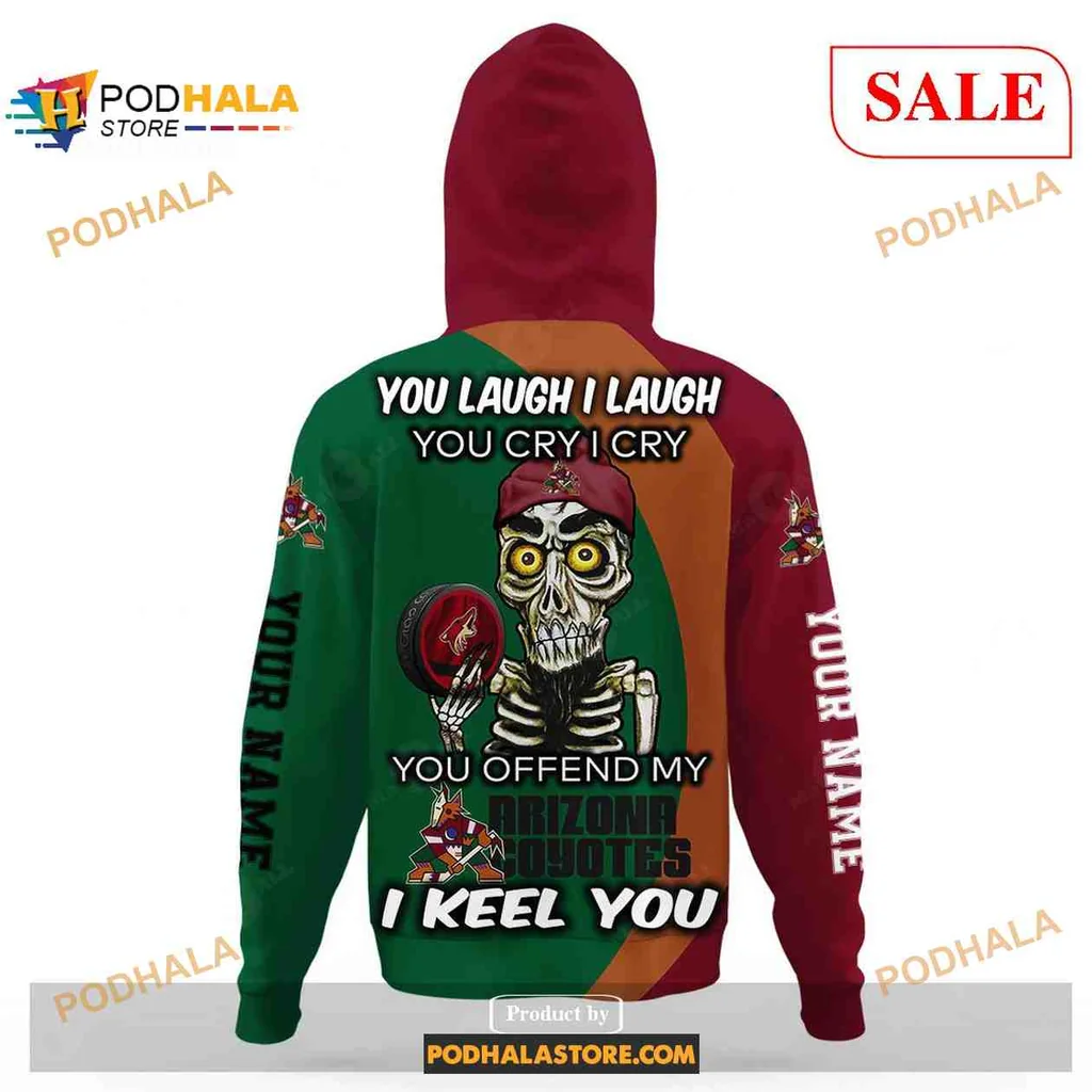 Playful Arizona Coyotes AOP Hoodie With Cartoon Coyote Design Playful Arizona Coyotes AOP Hoodie With Cartoon Coyote Design