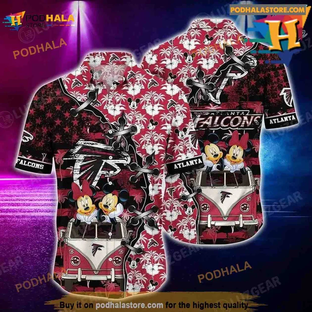 Playful Atlanta Falcons Mickey Mouse Hawaiian Shirt With Tropical Design