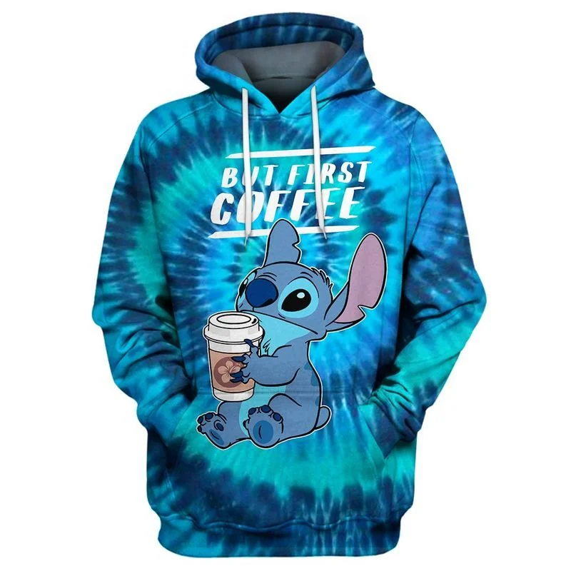 Playful Blue Alien Coffee 3d Hoodie With Vibrant Tie Dye Design