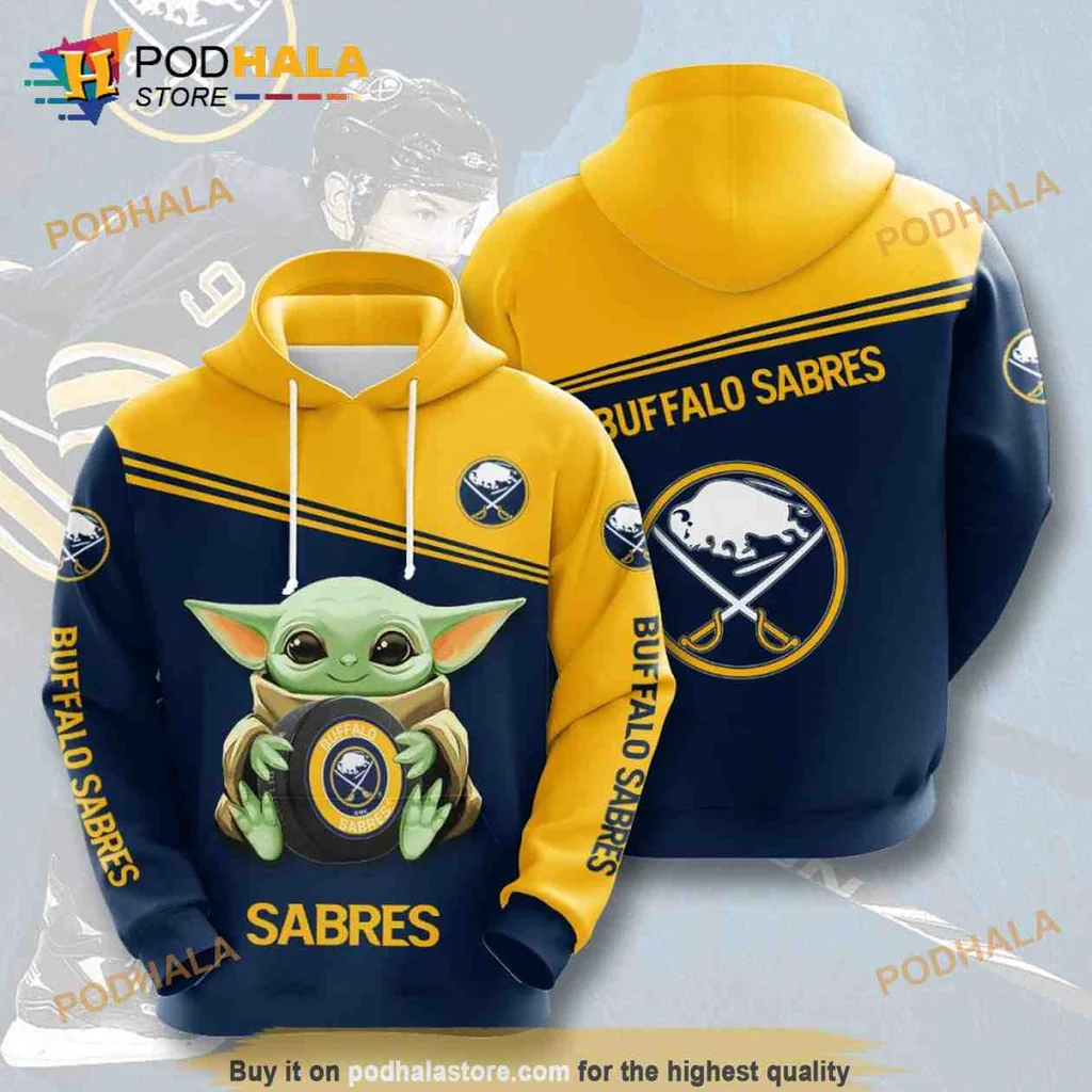 Playful Buffalo Sabres Baby Yoda 3d Hoodie Featuring Vibrant Design