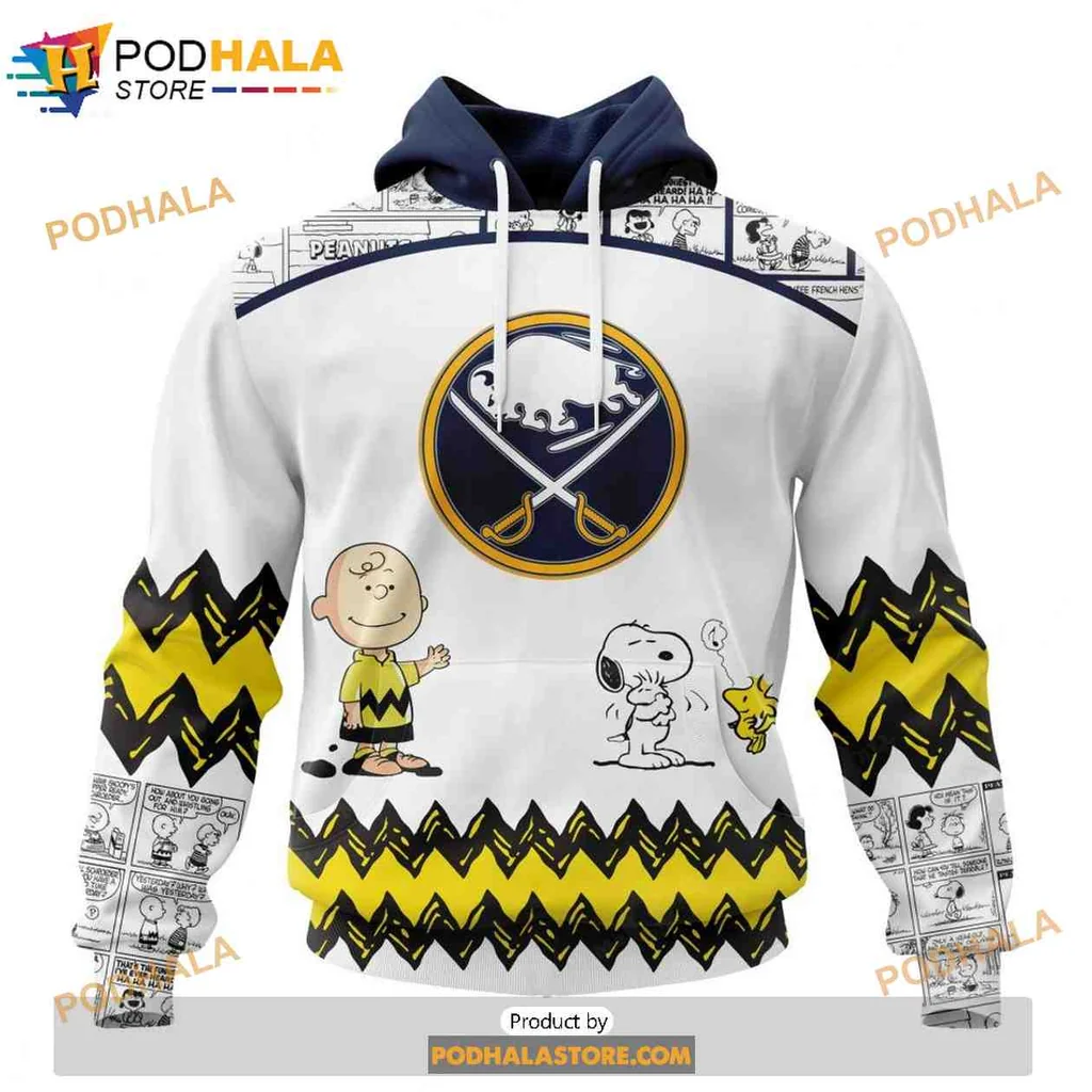 Playful Buffalo Sabres Peanuts 3d Hoodie With Charlie Brown And Snoopy Design