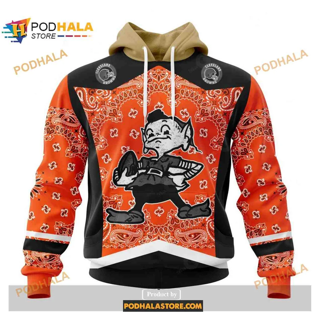 Playful Cleveland Browns Football Player 3d Hoodie With Cartoon Design
