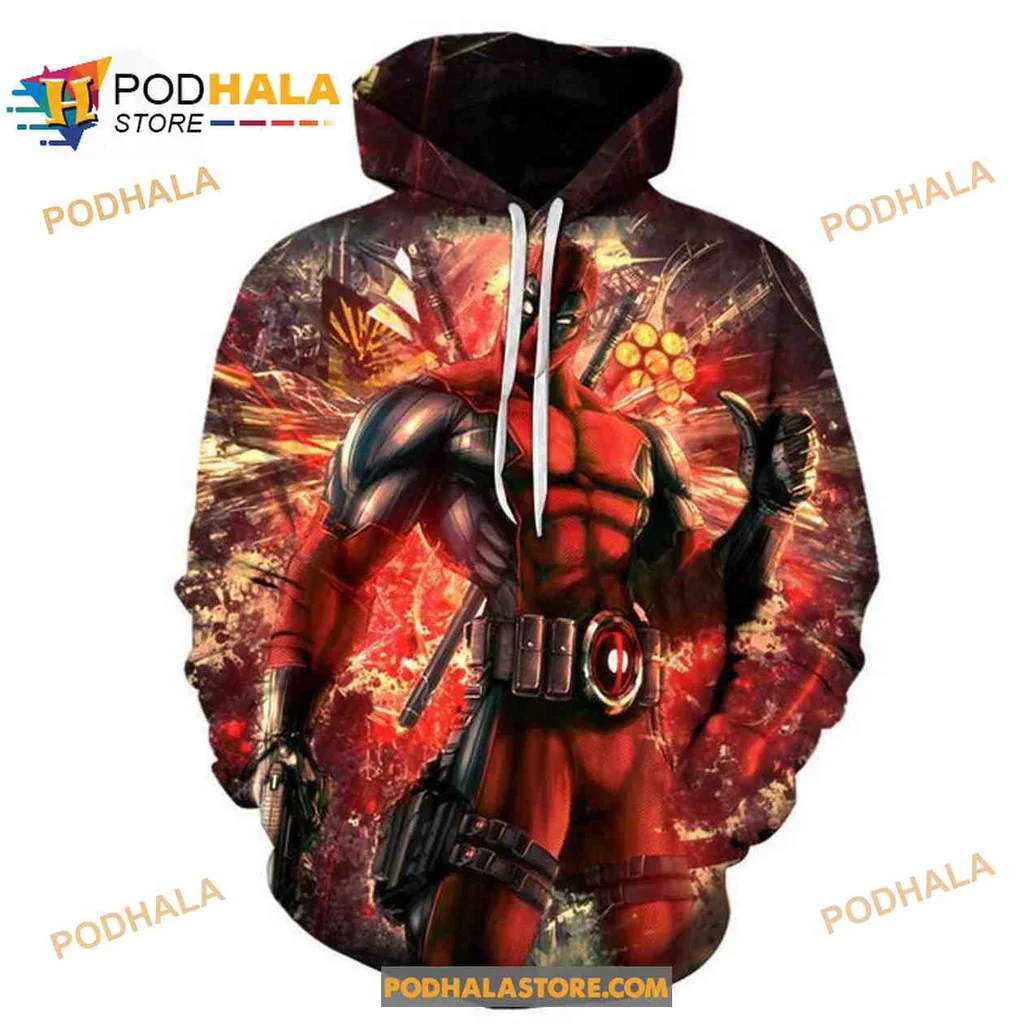 Playful Comic Book Anti Hero 3d Hoodie Featuring Bold Red And Black Design