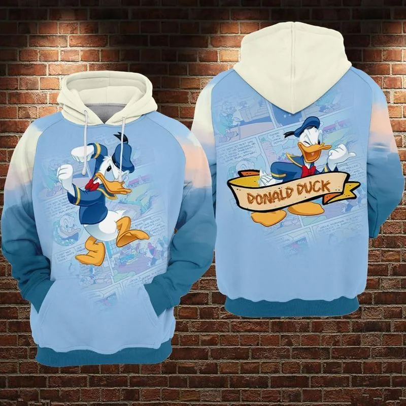 Playful Comic Donald Duck 3d Hoodie With Vibrant Graphic Design