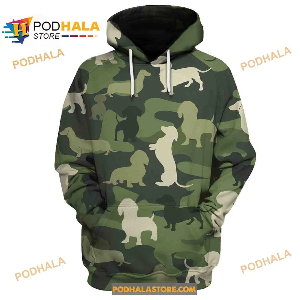 Playful Corgi Camouflage 3d Hoodie With Fun Silhouettes
