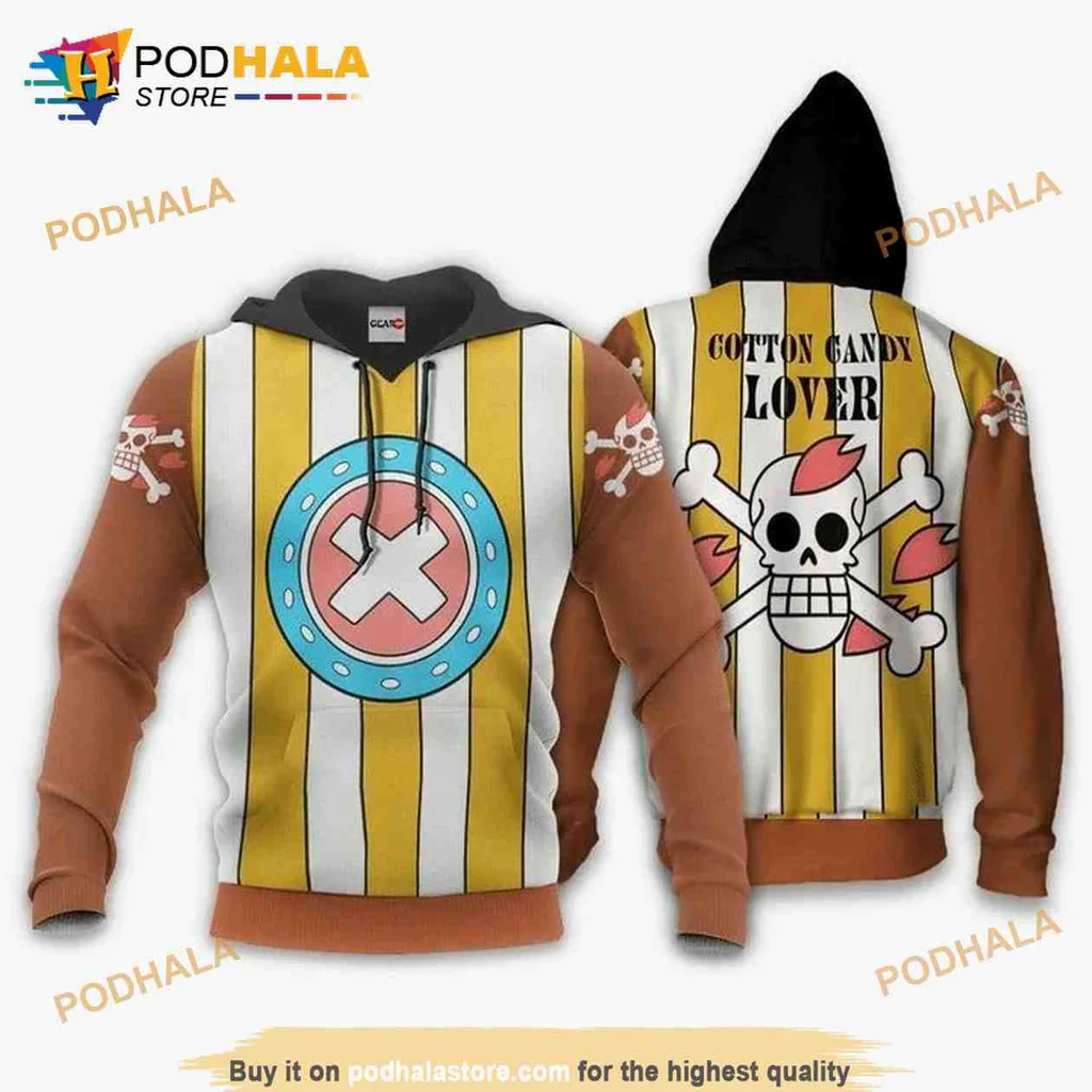 Playful Cotton Candy Lover Anime 3d Hoodie With Skull Design
