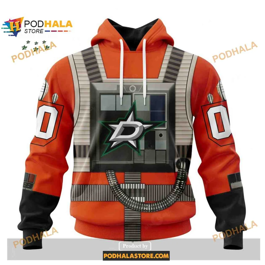 Playful Dallas Stars Rebel Pilot Hoodie With Unique Star Wars Design