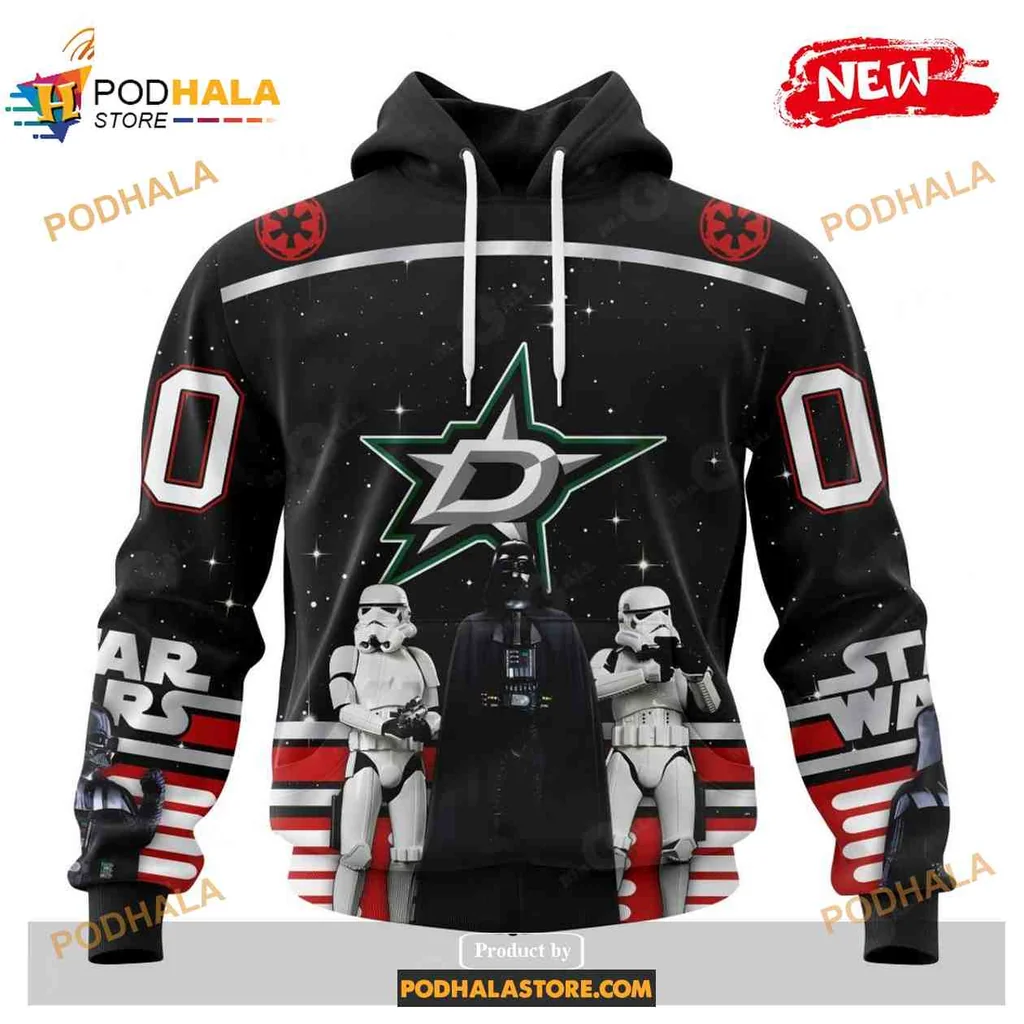 Playful Dallas Stars Star Wars 3d Hoodie Featuring Stormtroopers Design