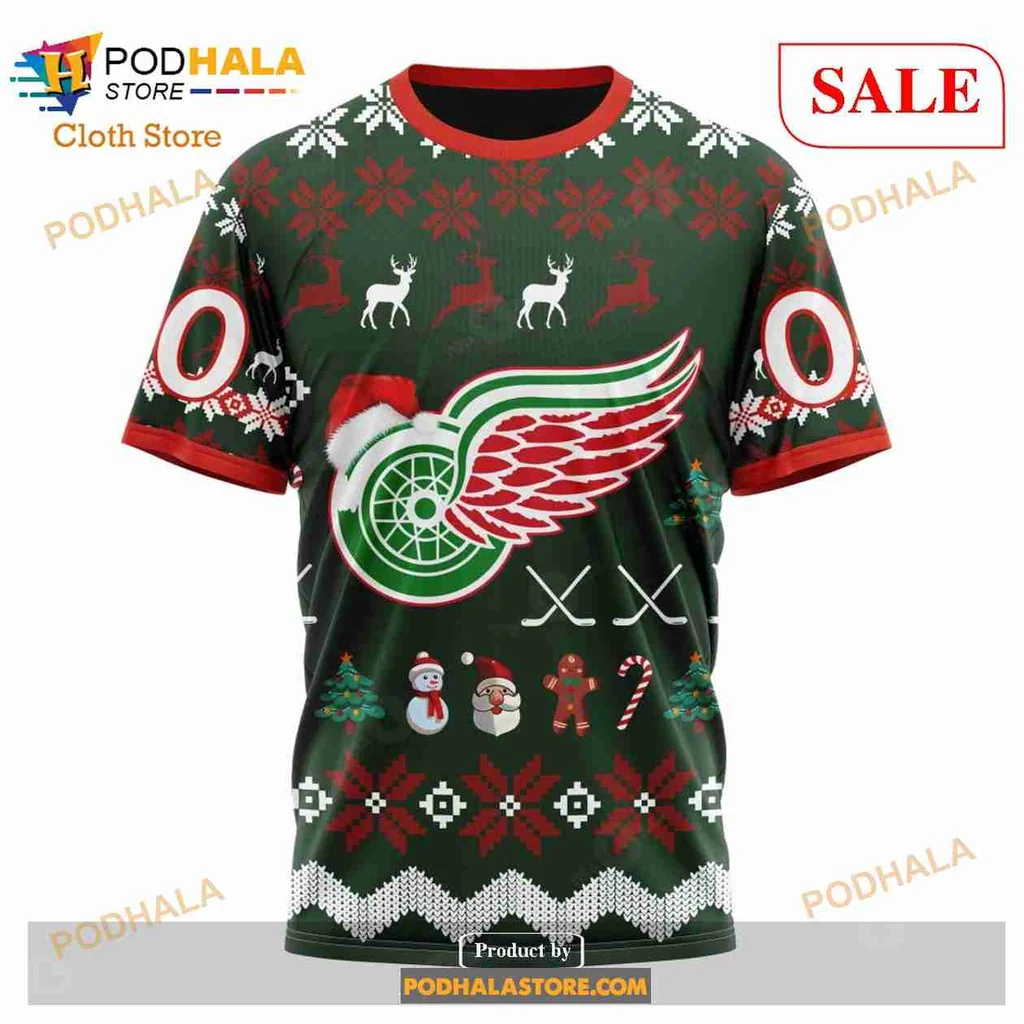 Playful Detroit Red Wings Christmas Hoodie With Festive Design - Product View 6 Playful Detroit Red Wings Christmas Hoodie With Festive Design - Product View 6