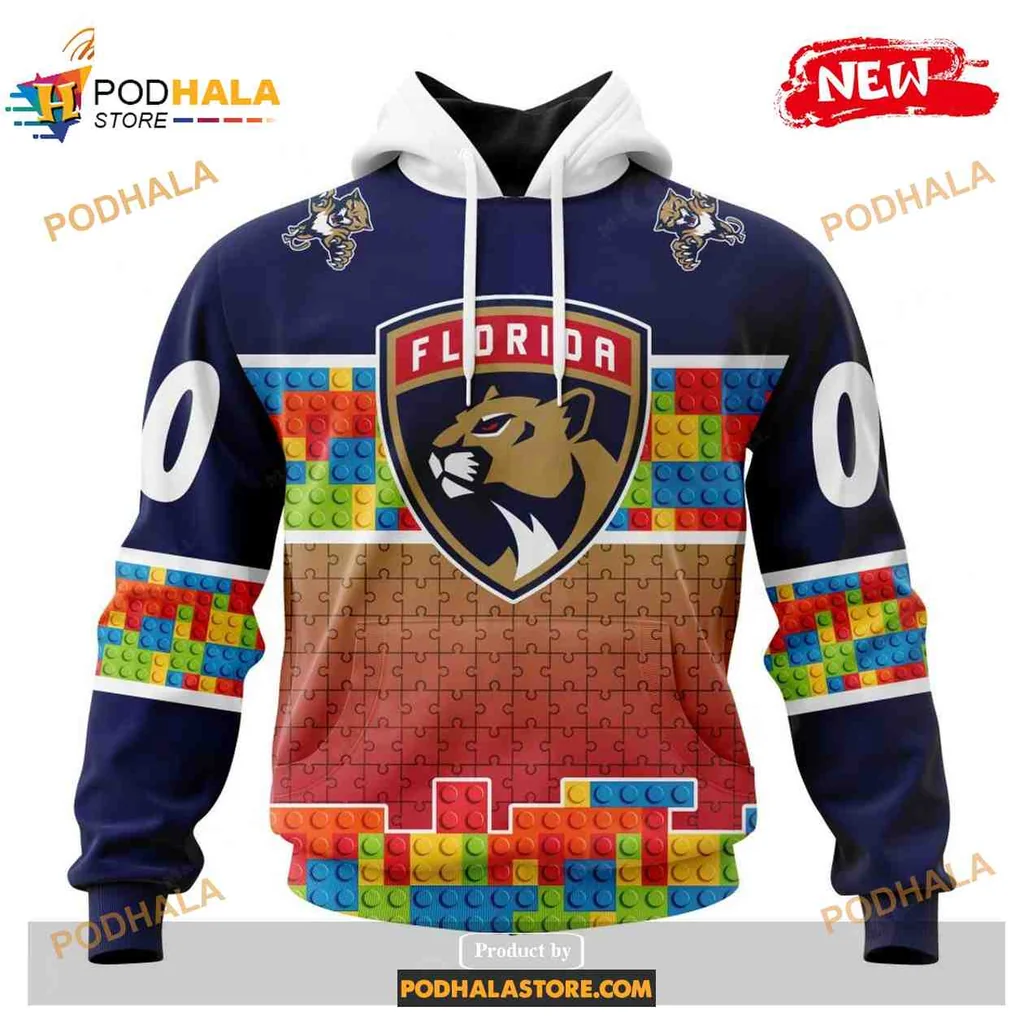 Playful Florida Panthers 3d Hoodie With Vibrant Gradient Design