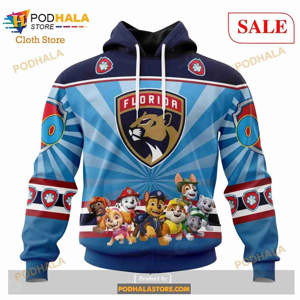 Playful Florida Panthers Paw Patrol 3d Hoodie With Colorful Character Design