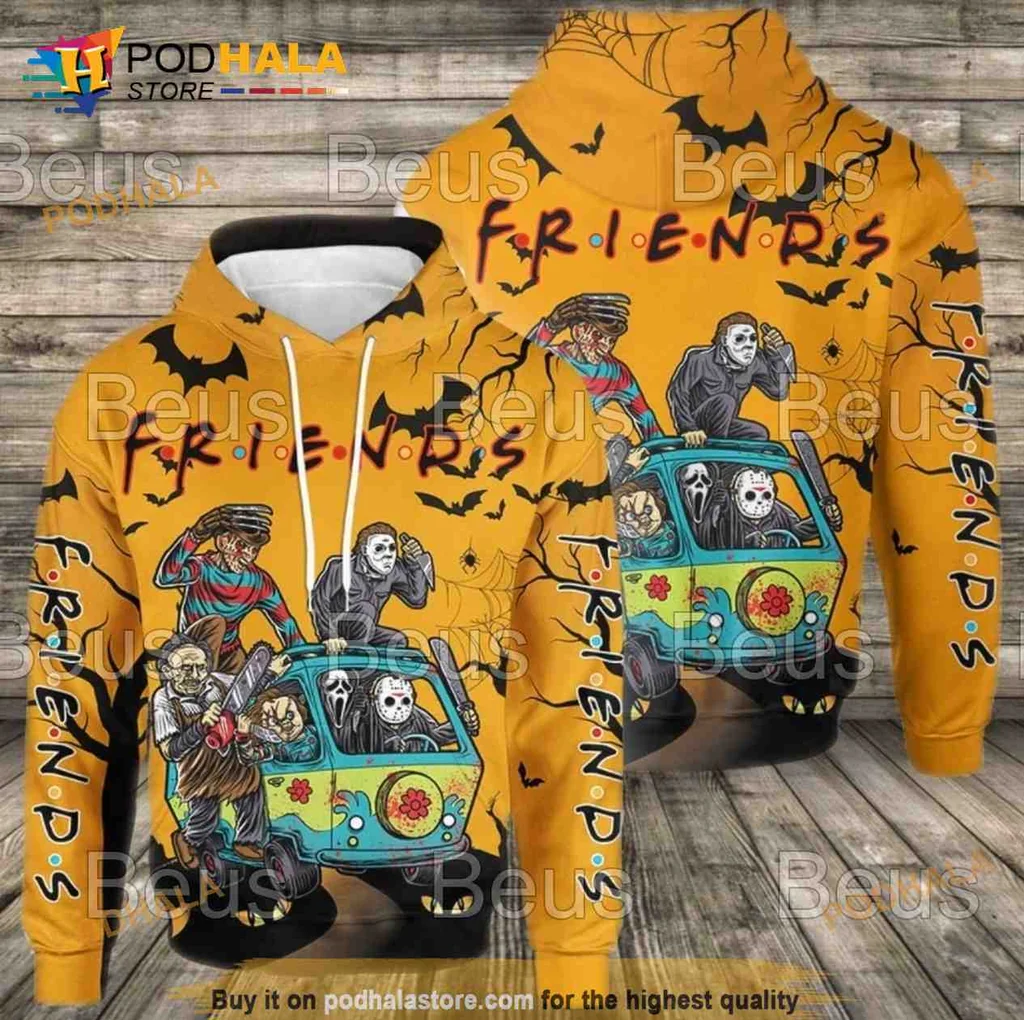 Playful Friends Horror 3d Hoodie Featuring Spooky Cartoon Design