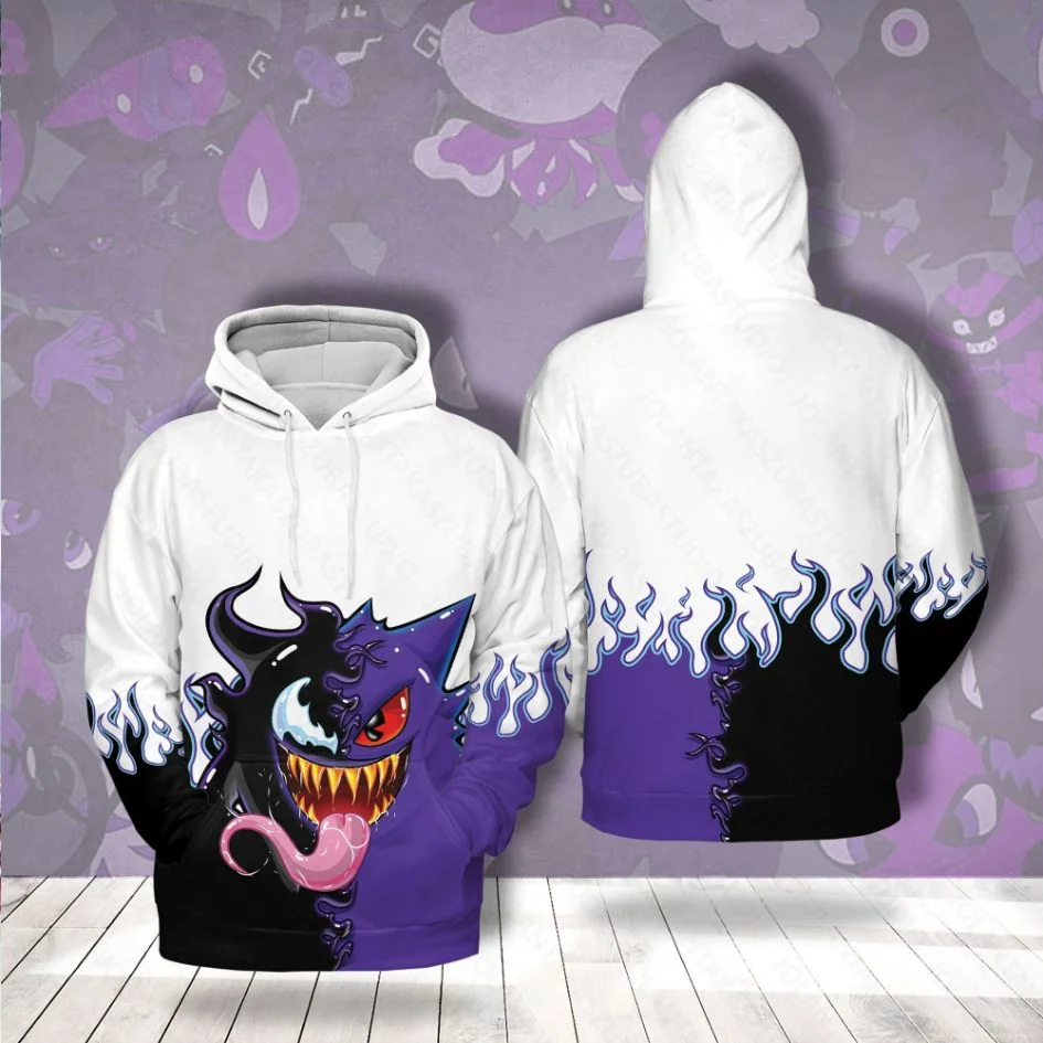 Playful Ghostly Pokemon Character 3d Hoodie With Eerie Design