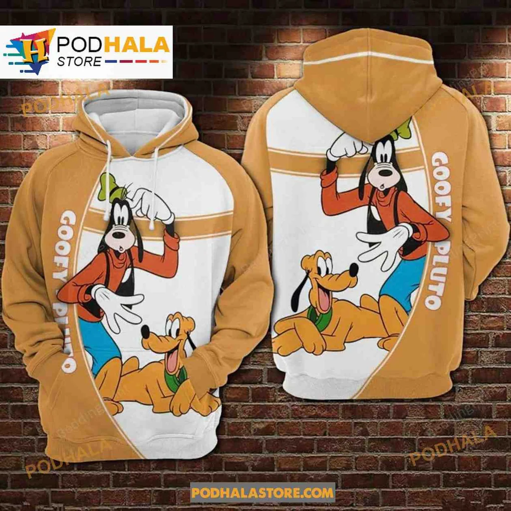 Playful Goofy And Pluto 3d Hoodie With Cartoon Design