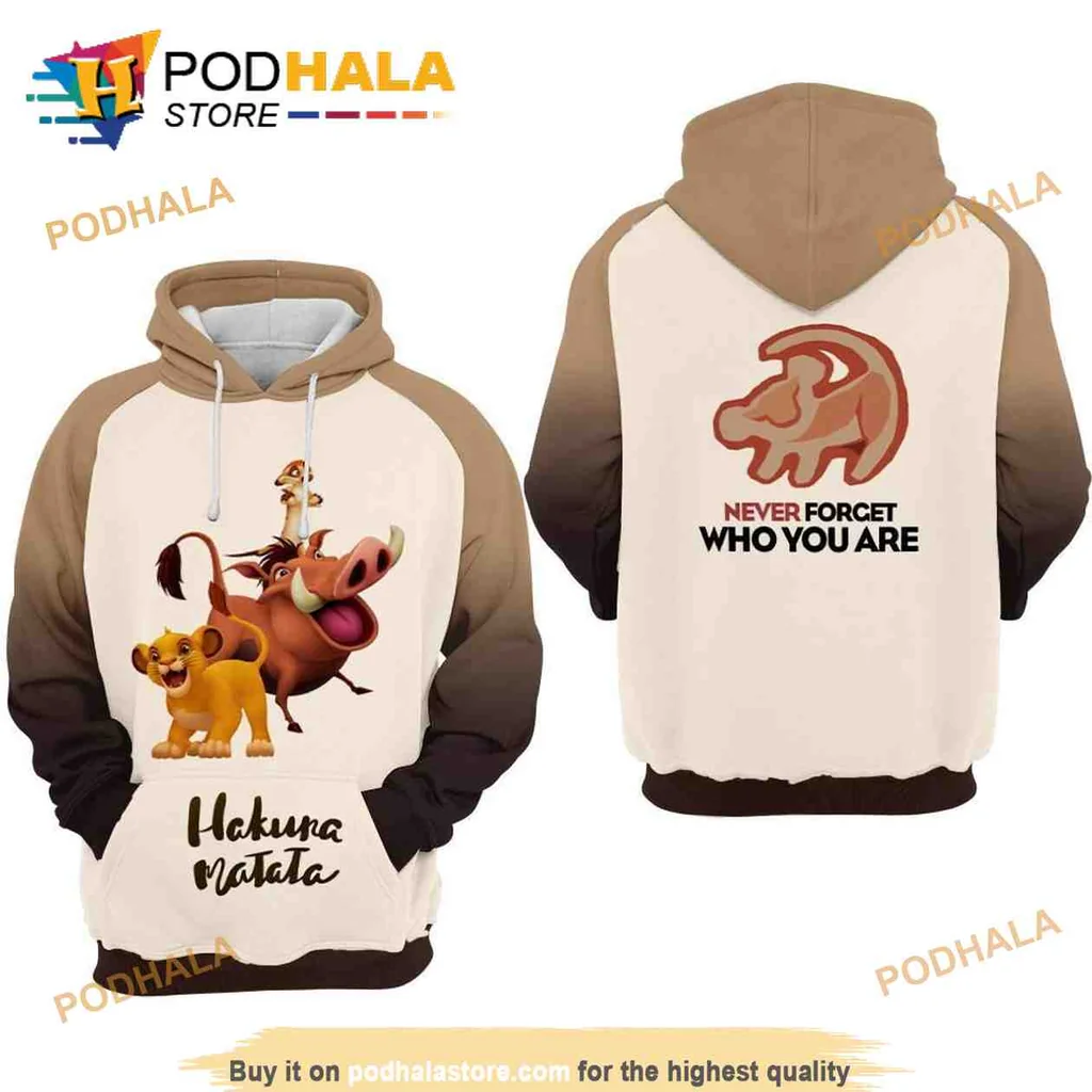 Playful Hakuna Matata Lion 3d Hoodie Featuring Timon And Pumbaa Design