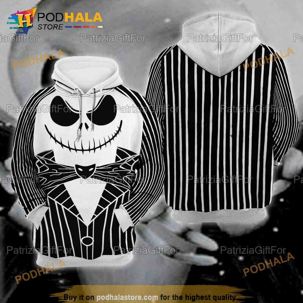 Playful Jack Skellington 3d Hoodie With Iconic Skull Design