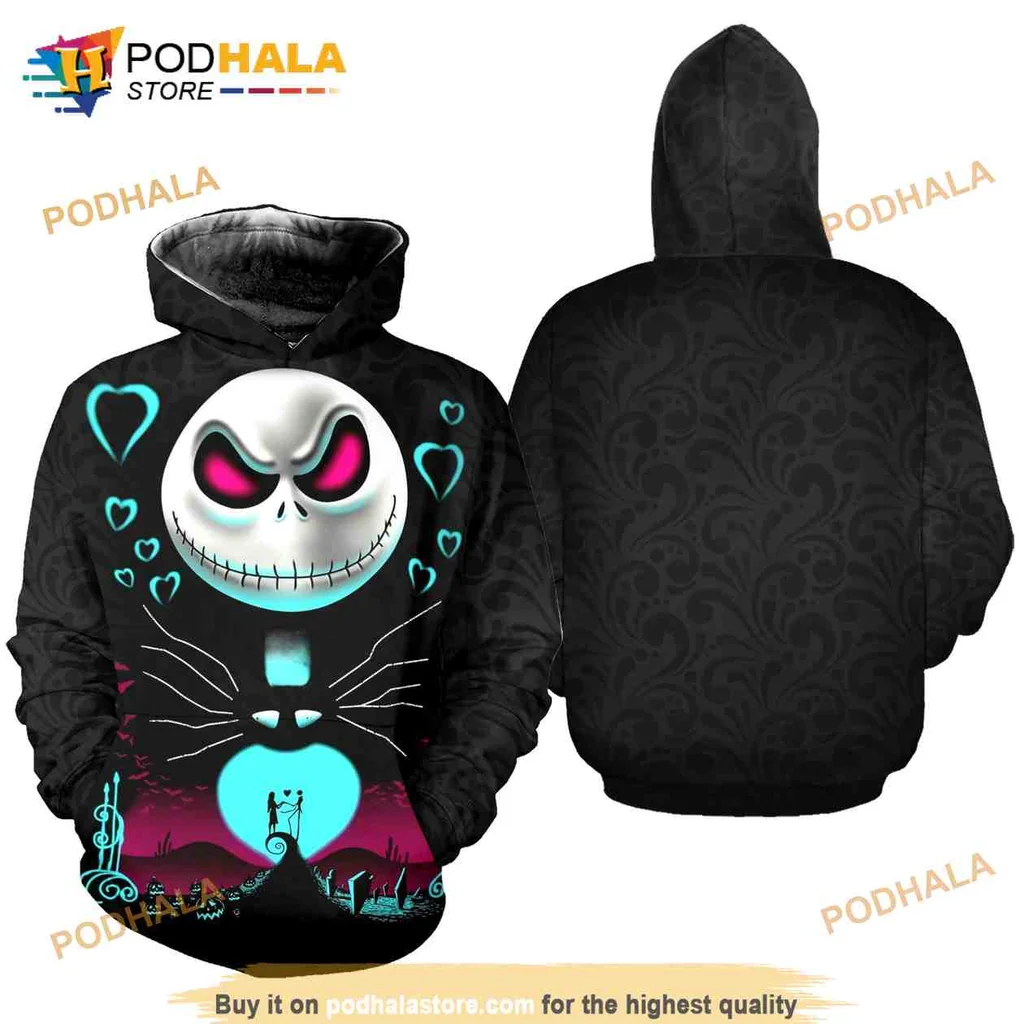 Playful Jack Skellington 3d Hoodie With Vibrant Halloween Design