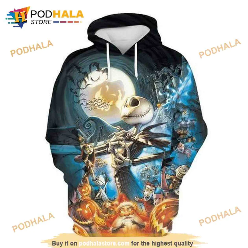 Playful Jack Skellington 3d Hoodie With Whimsical Halloween Design