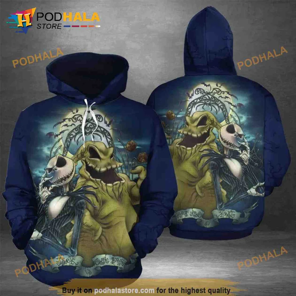 Playful Jack Skellington Oogie Boogie Hoodie With Halloween Design