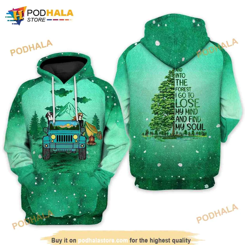 Playful Jeep Camping 3d Hoodie, Into The Forest I Go Design