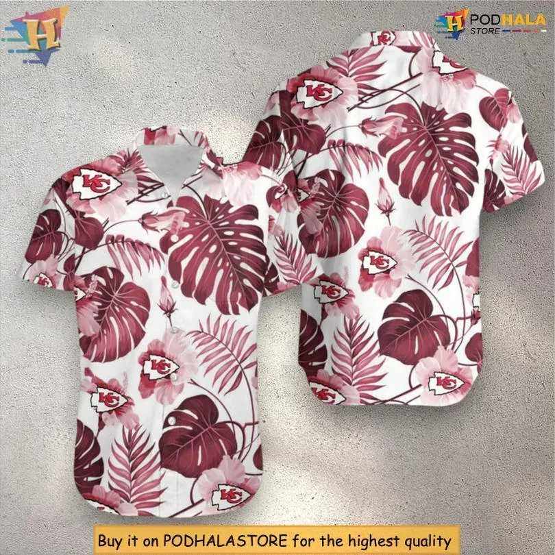 Playful Kansas City Chiefs Floral Hawaiian Shirt With Tropical Vibe
