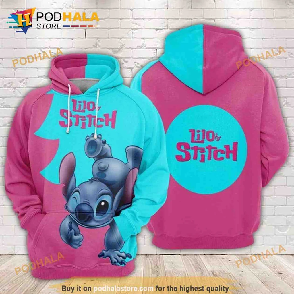 Playful Lilo And Stitch 3d Hoodie Featuring Vibrant Characters Design