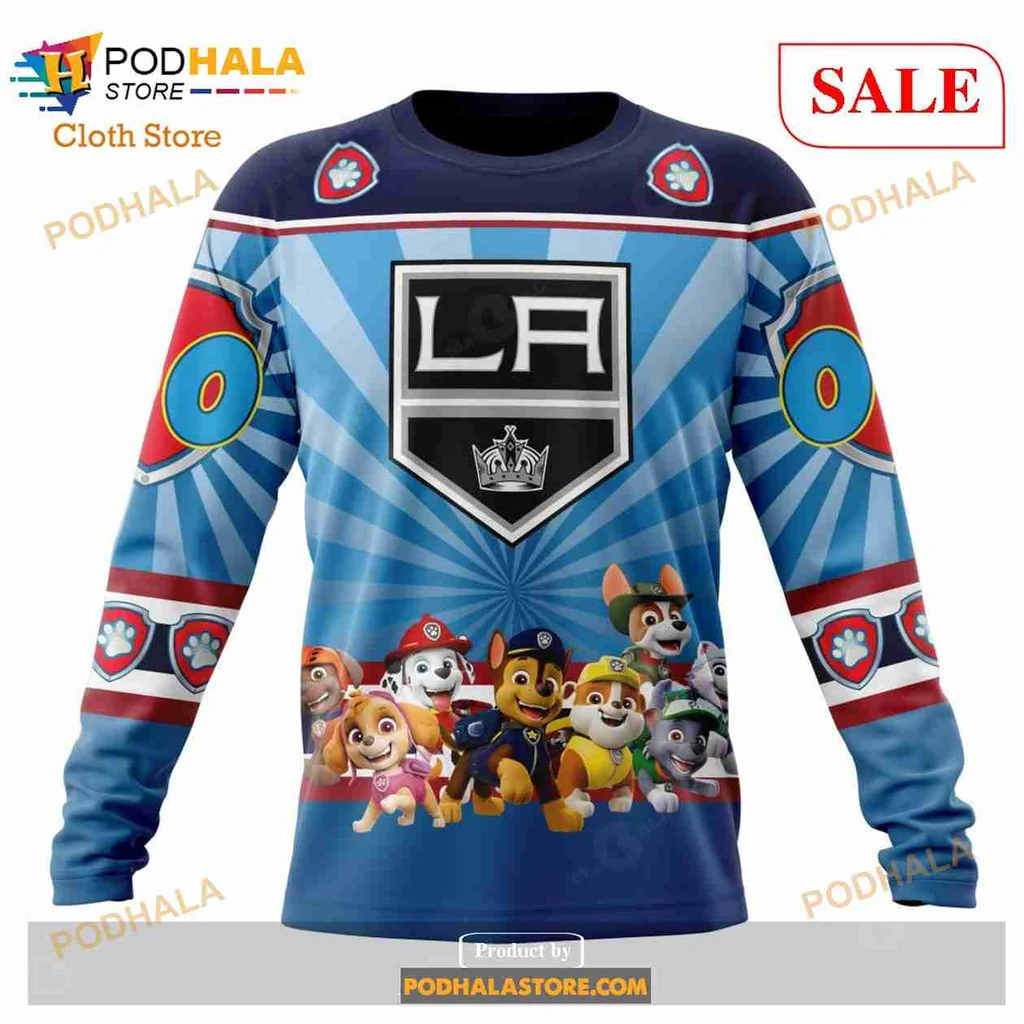 Playful Los Angeles Kings Paw Patrol AOP Hoodie Featuring Vibrant Characters Playful Los Angeles Kings Paw Patrol AOP Hoodie Featuring Vibrant Characters