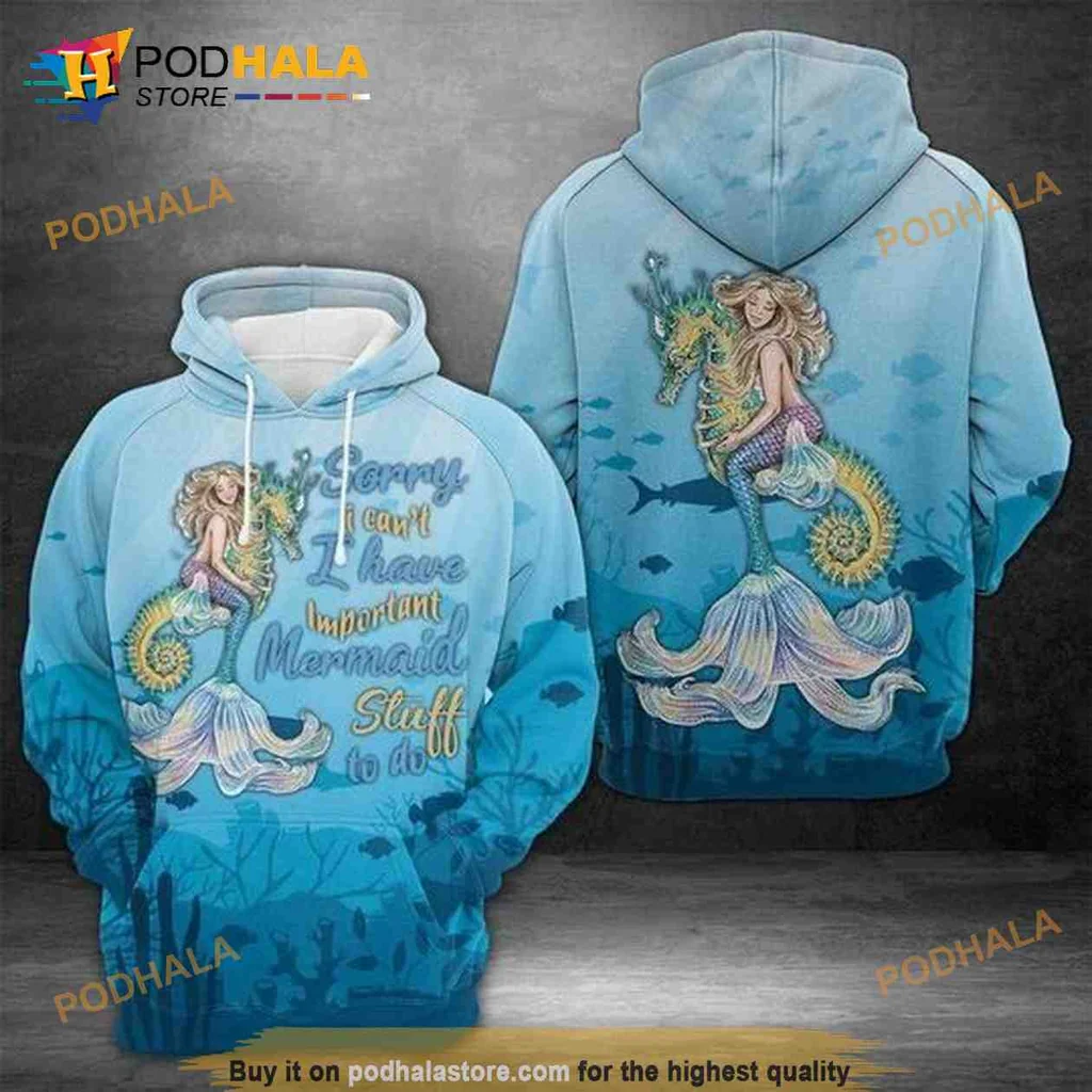 Playful Mermaid Teal 3d Hoodie With Whimsical Underwater Design