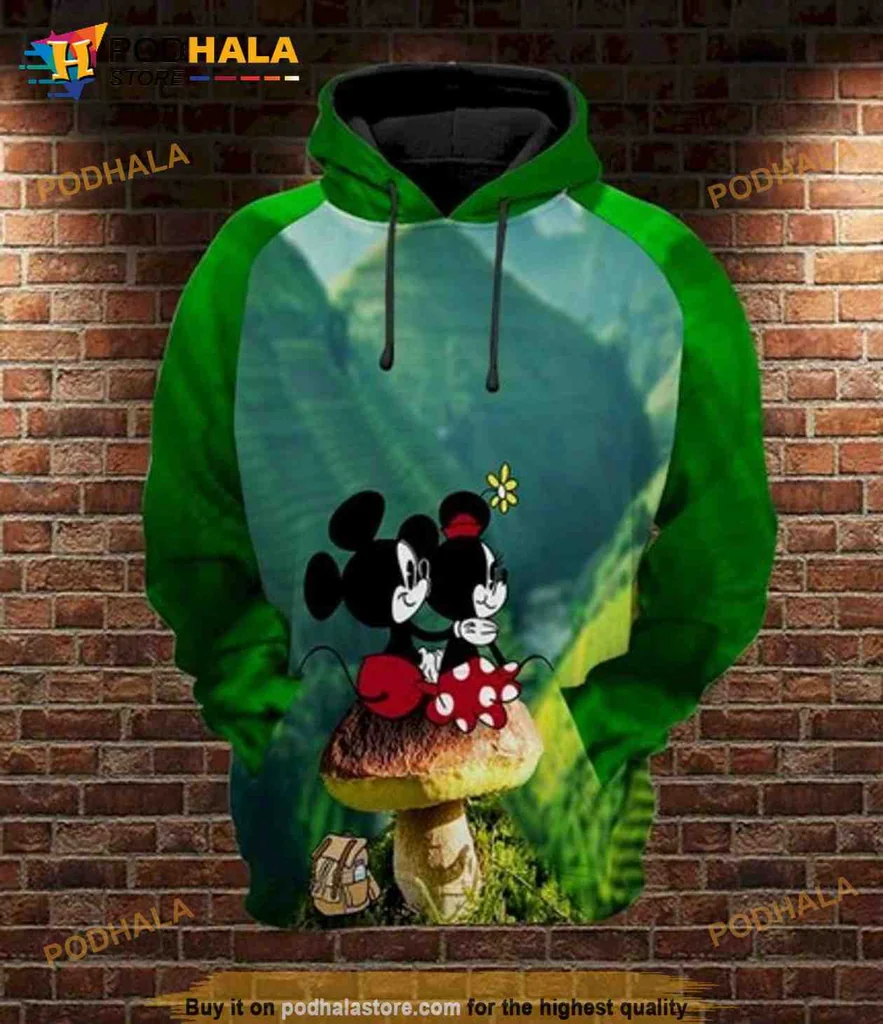 Playful Mickey Mouse 3d Hoodie Featuring Whimsical Landscape Design