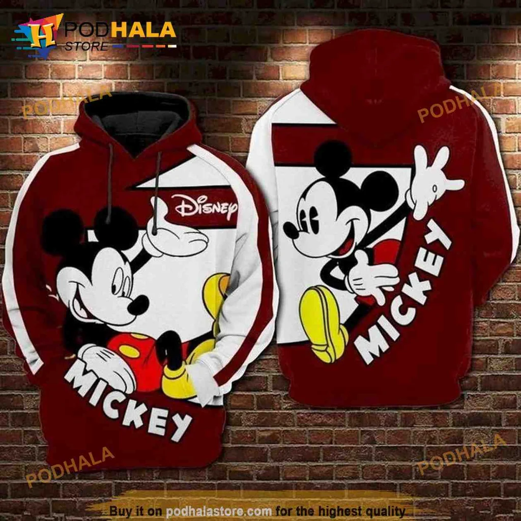 Playful Mickey Mouse 3d Hoodie With Animated Graphic Design