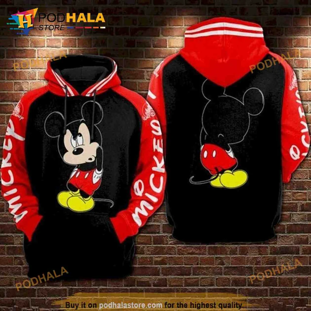 Playful Mickey Mouse 3d Hoodie With Cartoon Design And Bold Colors