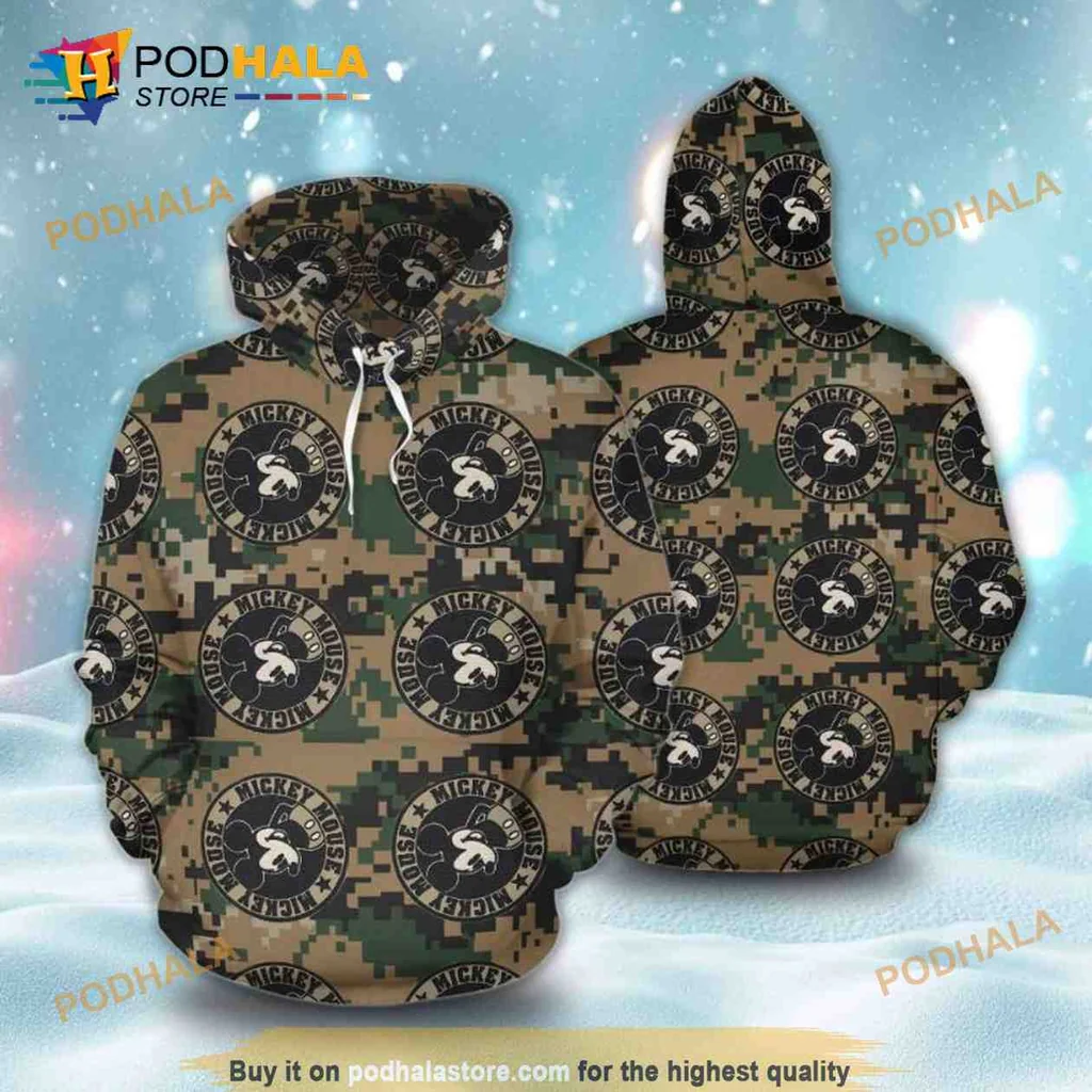 Playful Mickey Mouse Camouflage 3d Hoodie Featuring Unique Design