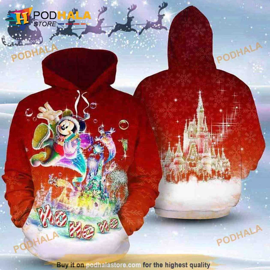 Playful Mickey Mouse Christmas 3d Hoodie With Ho Ho Ho Design