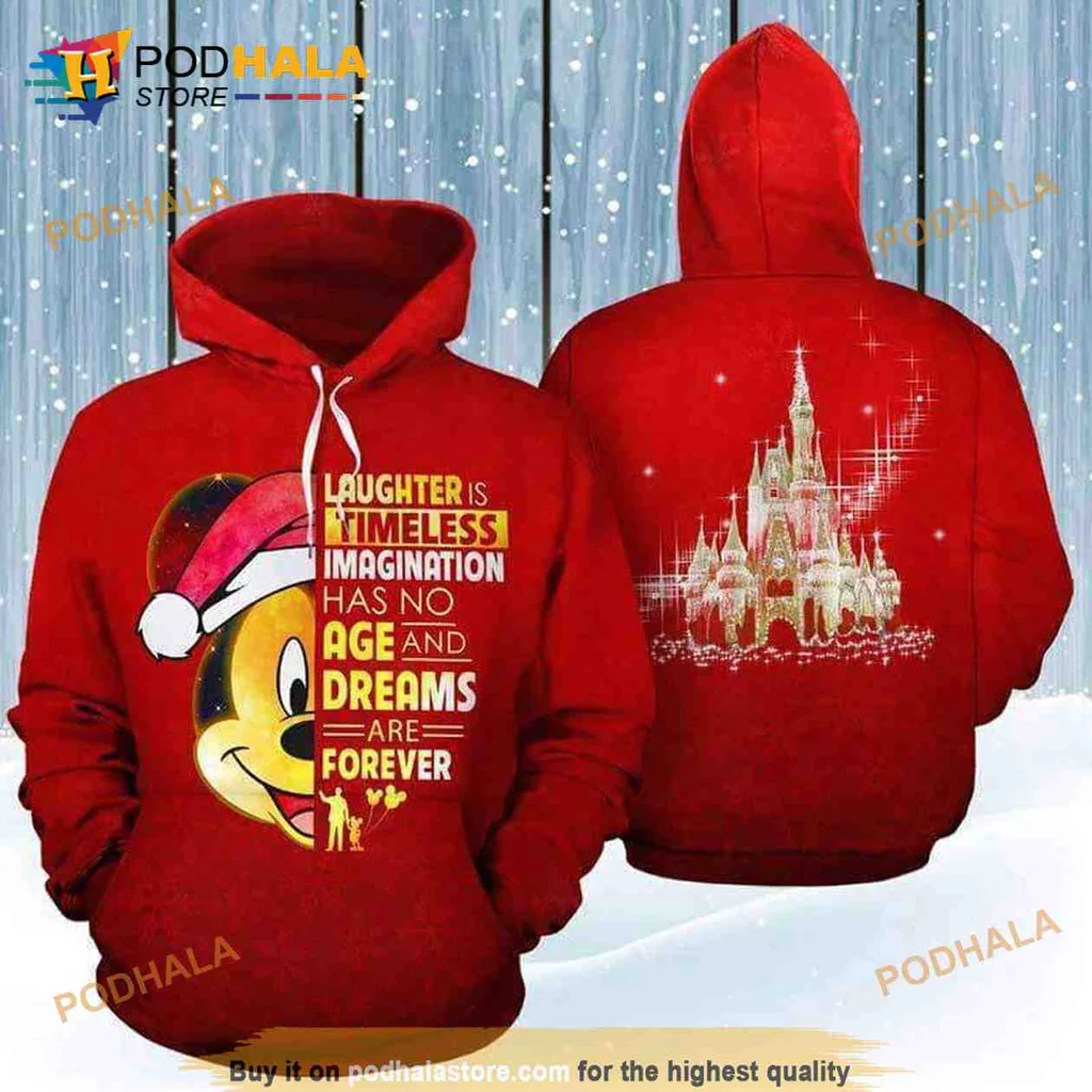 Playful Mickey Mouse Christmas 3d Hoodie With Joyful Quote Design