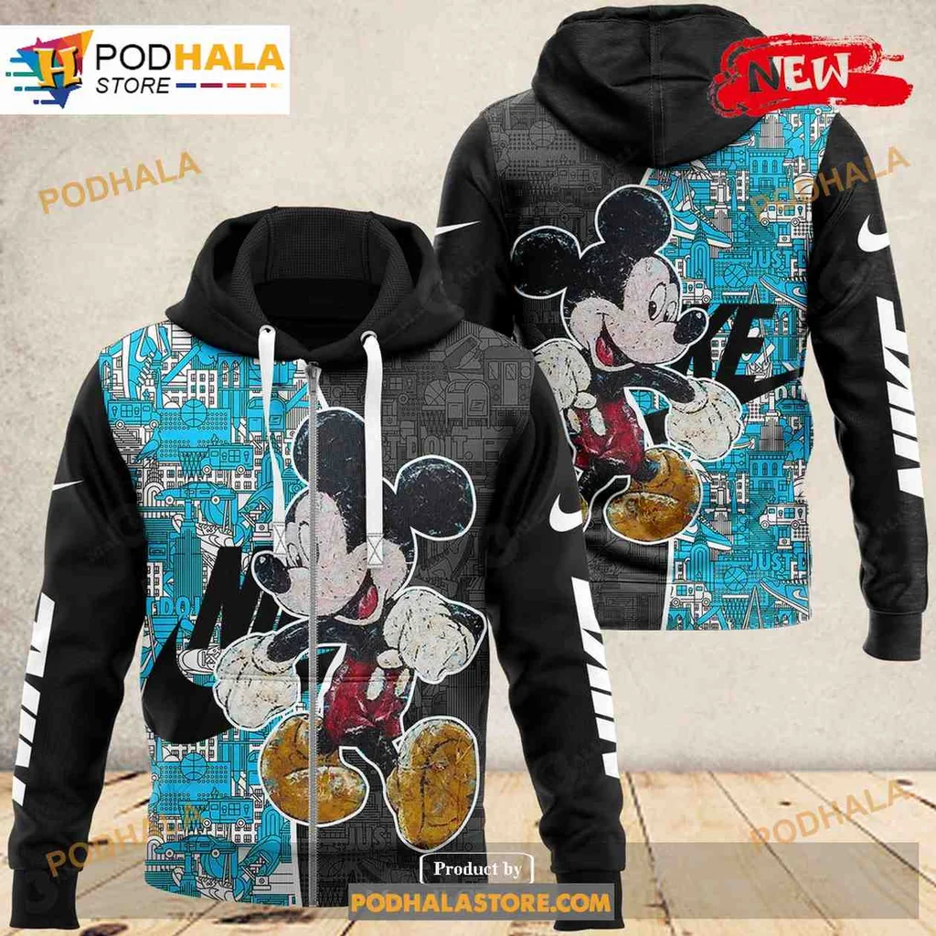 Playful Mickey Mouse Nike All Over Print Hoodie Featuring Bright Colors And Fun Design Playful Mickey Mouse Nike All Over Print Hoodie Featuring Bright Colors And Fun Design