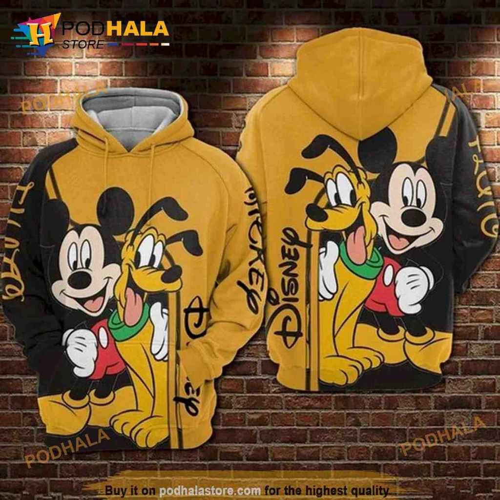 Playful Mickey Mouse Pluto 3d Hoodie Featuring Whimsical Disney Design