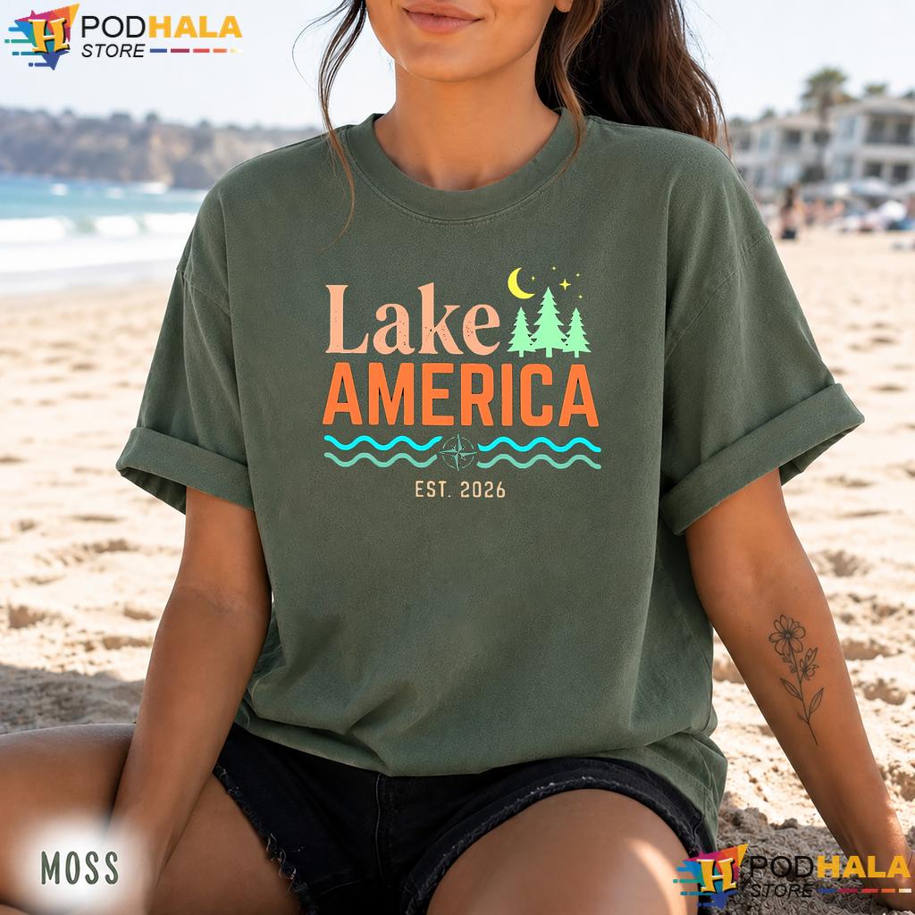 Playful Moon Lake America Comfort Colors Tee Fun Outdoor Trees Top Playful Moon Lake America Comfort Colors Tee Fun Outdoor Trees Top