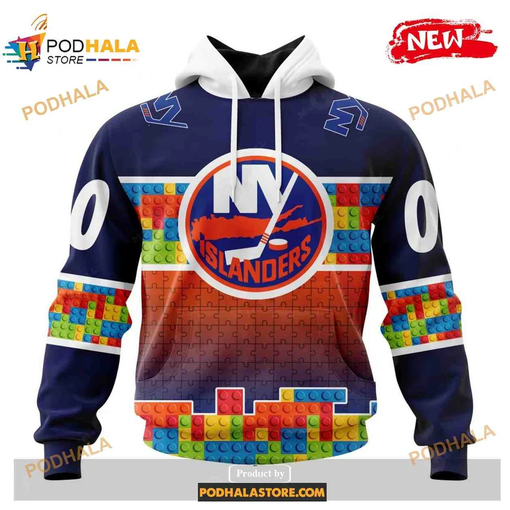 Playful New York Islanders 3d Hoodie With Colorful Gradient Logo Design