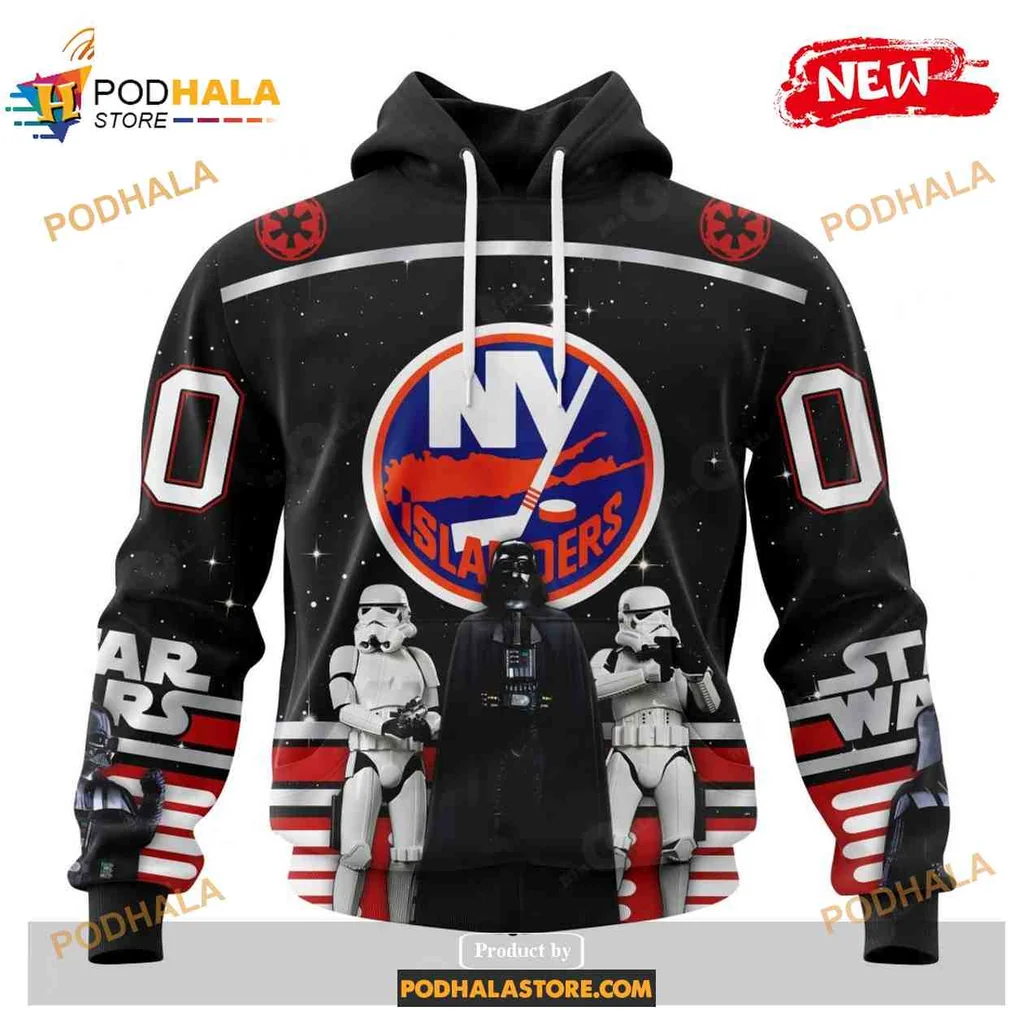 Playful New York Islanders Star Wars Hoodie With Stormtroopers Design