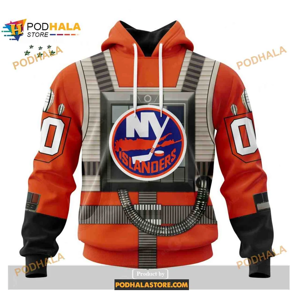 Playful New York Islanders Star Wars Rebel Pilot Hoodie 3d Design