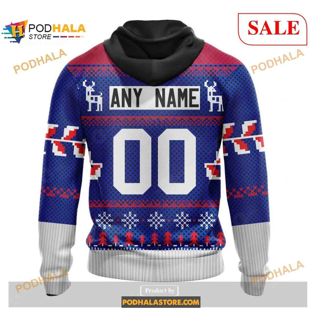 Playful New York Rangers Christmas Hoodie With Vibrant Design And Snowflakes - View 1 Playful New York Rangers Christmas Hoodie With Vibrant Design And Snowflakes - View 1