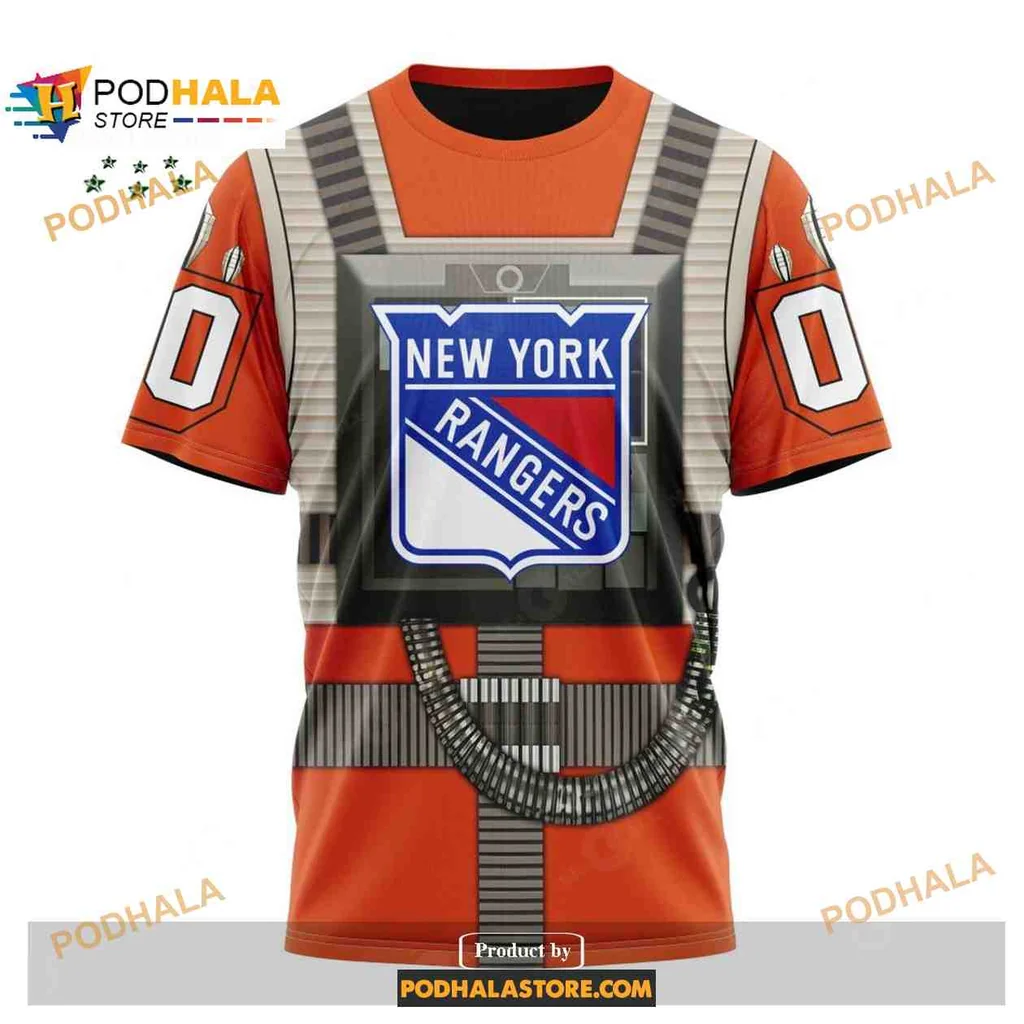 Playful New York Rangers Rebel Pilot Hoodie Featuring Iconic Flight Suit Design - View 2 Playful New York Rangers Rebel Pilot Hoodie Featuring Iconic Flight Suit Design - View 2