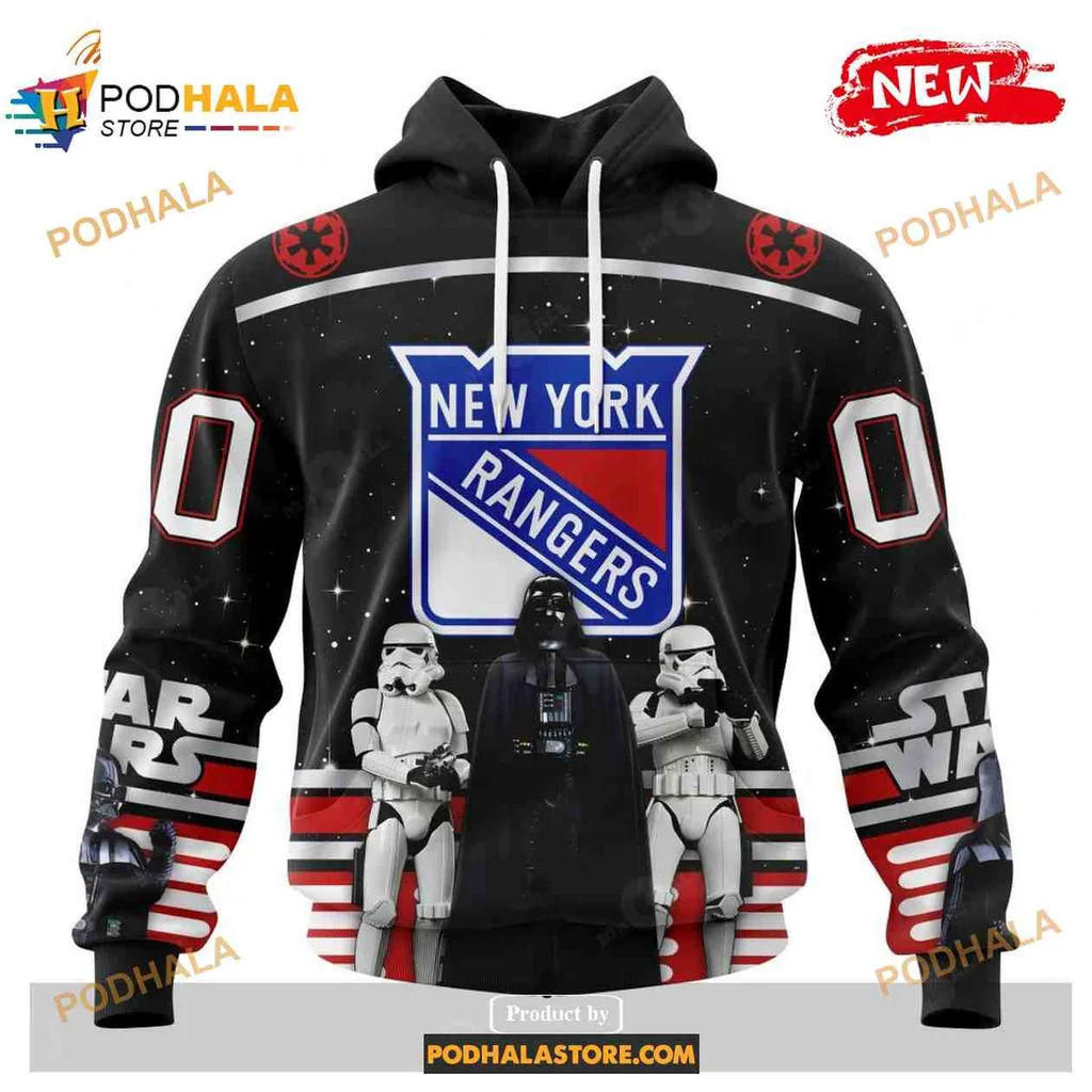 Playful New York Rangers Star Wars Hoodie Featuring Stormtroopers Design