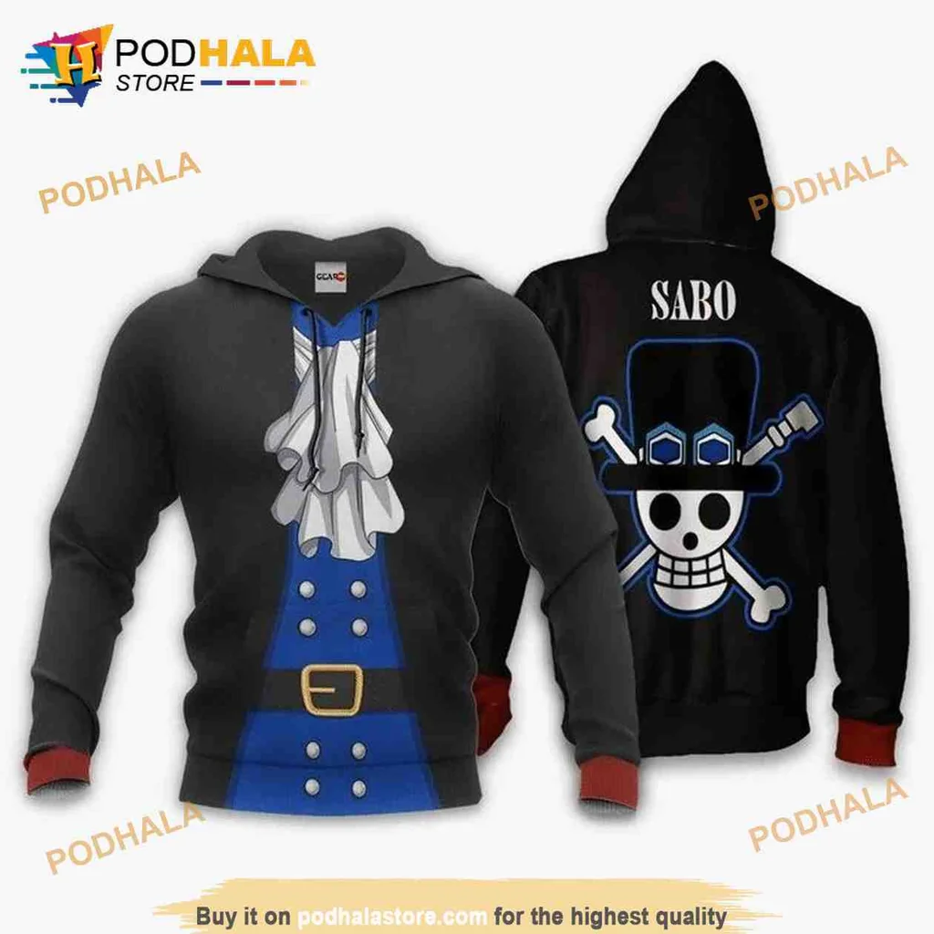 Playful One Piece Sabo 3d Hoodie Featuring Pirate Skull Design