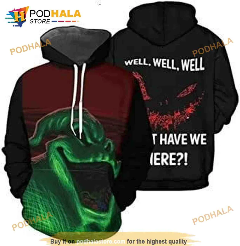Playful Oogie Boogie Halloween 3d Hoodie With Well Well Well Quote