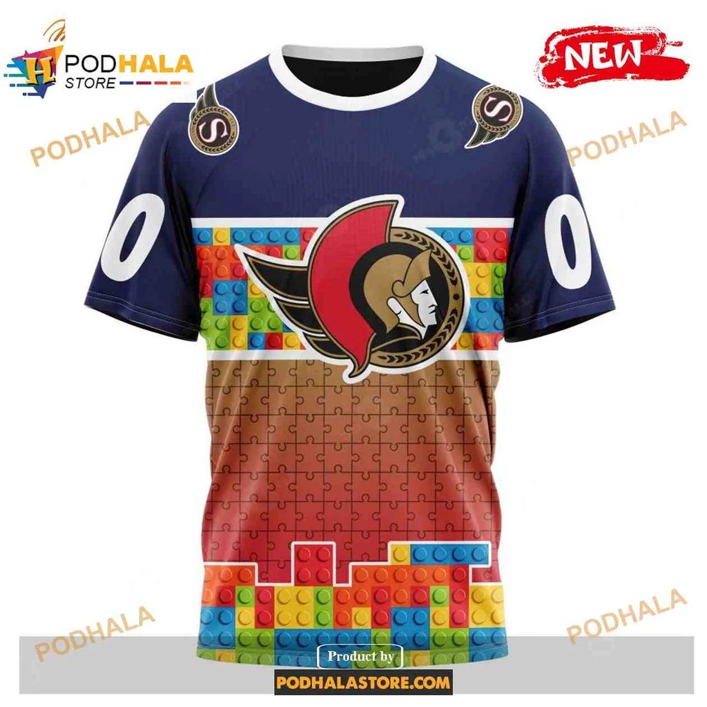 Playful Ottawa Senators AOP Hoodie With Colorful Puzzle Gradient Design Playful Ottawa Senators AOP Hoodie With Colorful Puzzle Gradient Design