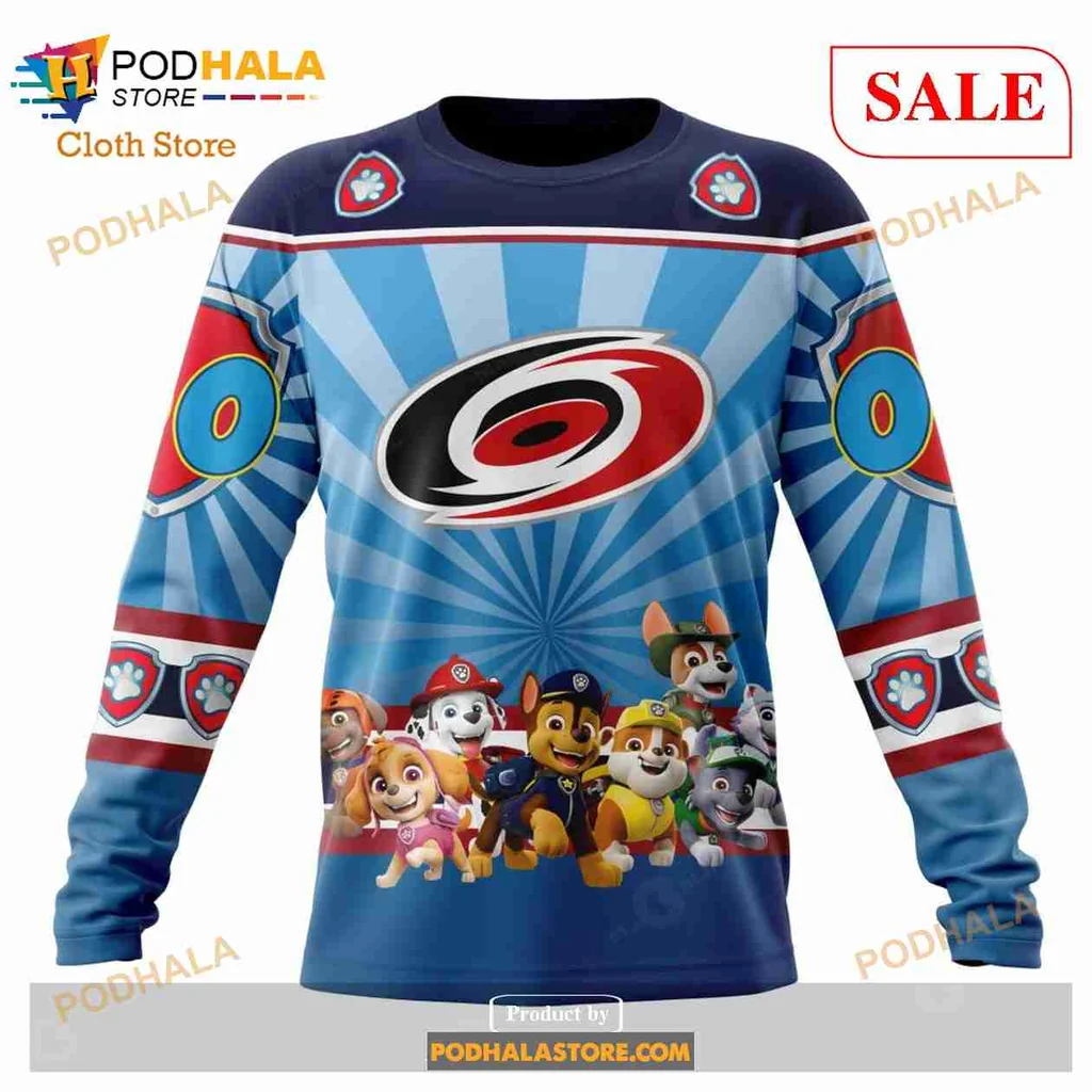 Playful Paw Patrol Carolina Hurricanes 3D Print Hoodie With Colorful Characters Playful Paw Patrol Carolina Hurricanes 3D Print Hoodie With Colorful Characters