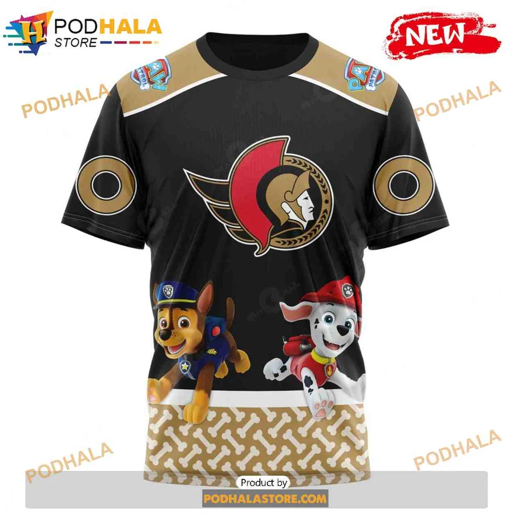Playful Paw Patrol Ottawa Senators AOP Hoodie Featuring Chase And Marshall Playful Paw Patrol Ottawa Senators AOP Hoodie Featuring Chase And Marshall