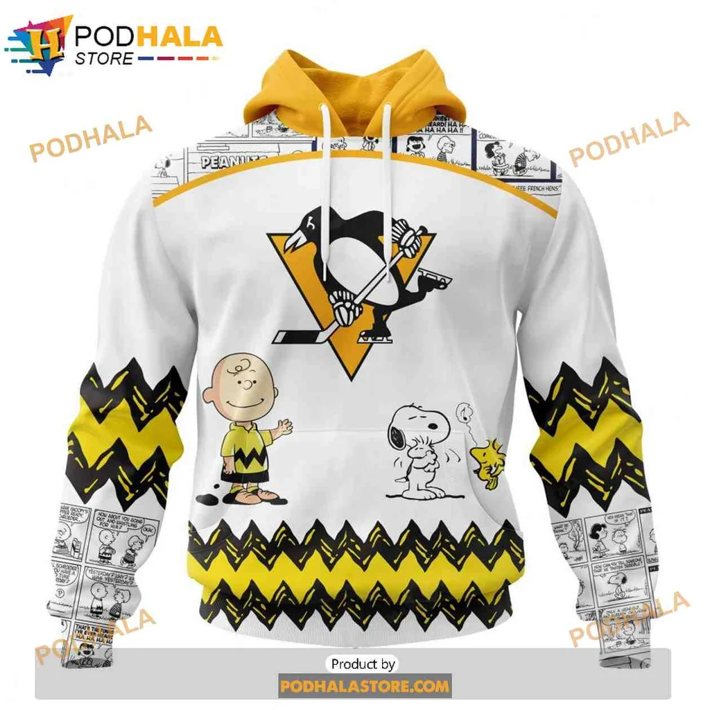 Playful Peanuts Pittsburgh Penguins 3d Hoodie Featuring Snoopy And Friends